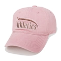 Close-up of pink cotton baseball cap with Athletics embroidery and meteor pattern - Pink
