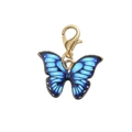 Detailed blue enamel butterfly charm pendant with gold lobster clasp and gradient finish - Blue