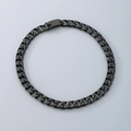 Gunmetal grey titanium steel cuban chain necklace with rectangular plug buckle - Curved Plate Box Clasp (13mm Width) / 45cm / Black