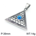Ciondolo occhio della provvidenza in acciaio argento con pietra blu e rune - Ciondolo Piramide Occhio della Provvidenza (KP117355)