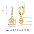 Vergoldete Creolen mit Sonnenstrahl-Anhänger und weißem Zirkon-Inlay für Damen - Sonnenstrahl (KEAM0071)