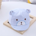 Cappellino neonato azzurro con orecchie da orso e ricamo in cotone traspirante - Circa 42cm (Neonato) / Blu