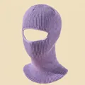 Outdoor knitted purple balaclava with single hole opening for winter warmth - High Elasticity / Light Purple