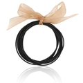 Set di bracciali a spirale neri decorati con un fiocco in organza color champagne - Molla nera con set di fiocchi (30208)