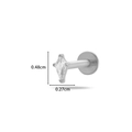 Silver G23 titanium flat back stud earring with 0.48x0.27cm kite shaped clear zircon - 590-3# Silver Rhombus