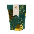 Dark green wedding gift box with gold monstera leaf patterns and Thank You tag - Gold Stamping Floral Pattern Pocket Box - Green