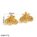Minimalistische goldene Bienen-Ohrstecker aus Edelstahl mit feinen Flügeldetails und Maßen - Kleine Biene Stil(TE60129)