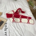 Sciarpa sottile rossa e bianca con motivo a fiocco e trama a maglia soffice a cuore - Rosso Bianco
