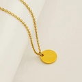 Collier minimaliste en acier inoxydable doré avec pendentif rond gravé lettre I - Lettre I (Chaîne Incluse)