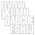 Detailed view of 4-inch white vinyl alphabet stickers featuring bold capital A-Z letters - White