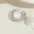 Minimalist silver open ring with sparkling transparent zircons in a vintage French style - Square Multiple White Zirconia (JZ0265)