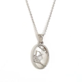 Silver Sagittarius zodiac necklace featuring oval engraved archer pendant and delicate chain - Sagittarius / Steel