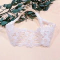 White floral lace headband with stretchy nylon band for baby girls 0-3 years old - Style MB3421
