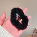 Cute black fuzzy star hair clip in plush material with 7.5cm length for women - Cloud Hair Clip / Black