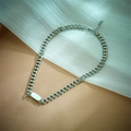 Sleek silver Cuban link necklace featuring a rectangular pendant in stainless steel - Steel Color Curb Chain with Tag Necklace (N936 Steel)