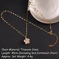 Rotating gold flower pendant necklace with clear zircons and polished titanium steel chain - Five-Petal Round Diamond Flower Rotating Style (A837)