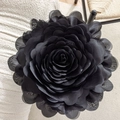 Princess style black 3D tulle rose flower pillow cover for luxury home decor - Black Rose Gauze Flower Decorative Pillow Cover