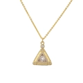 Elegant gold necklace with a sparkling triangle crystal pendant and fine metal texture - Triangle