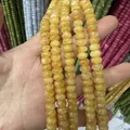 Polished bright yellow natural stone rondelle beads for DIY jewelry making and crafts - 26 / 5*8mm (approx. 73 pcs/strand)