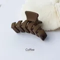 Minimalist coffee brown matte hair claw clip with cross-bar design for high ponytail - Coffee
