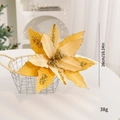 Champagne gold 26cm artificial Christmas poinsettia with glitter petals for decor - 26cm / Gold