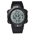 Men's large display black digital sports watch with hard resin strap and negative screen - 9001 White
