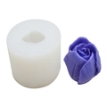 White silicone mold for DIY crafts showing a purple tulip flower wax candle output - G1151-3 Tulip