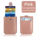 Pink PU leather pull-out card holder for women with 5+1 multi-card slots design - 5+1 Slots Pull-out / Pink