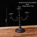 Vintage 3-arm black cast iron candelabra candle holder, 30cm height, 2170g sturdy weight - Rusty Black 3-Arm Candelabra