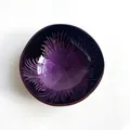 Artistic coconut bowl featuring deep purple feather pattern with polished lacquer finish - Deep Purple Feather Style