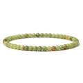 Minimalist 4mm natural green stone bead bracelet with elastic cord for men and women - Russian Jade