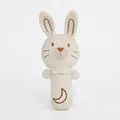 Organic cotton baby rattle toy featuring a cute beige rabbit design for infant grasping - Rabbit Style Organic Cotton Hand Rattle Stick
