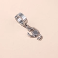 Punk style stainless steel hoop earring featuring a detailed silver scorpion pendant - Polished Scorpion