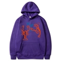 Sweat à capuche violet à la mode avec un imprimé graphique de homard et de cocktail - Violet