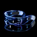 Cyberpunk LED glasses with ice blue light and futuristic circuit pattern on lenses - Colorful Slow Change Mode