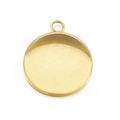 Colgante base redonda dorada pulida con anilla abierta para creación de joyería artesanal - Dorado (KLJ4104-Z)