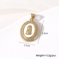 Close-up of gold-plated oval Virgin Mary pendant with mother-of-pearl and zircon bezel - Full Rhinestone Oval Virgin Mary (Pendant Only)