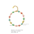 Colorful Evil Eye bracelet with 316L stainless steel chain and vibrant enamel beads - Multicolor Evil Eye Style (HB0028)