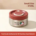 Single 470ml stainless steel lunch box with leakproof red lid for school or office students - 470ML / Small Cute Baby Red