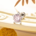 Single silver titanium steel stud earring with pink heart-and-arrow zircon star design - Light Pink (Single)
