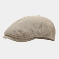 Primer plano de la textura de lino y costuras retro de una gorra de repartidor beige - Ajustable / Caqui