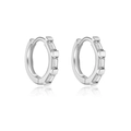 Elegantes pendientes de aro de plata de ley S925 con circonitas rectangulares en blanco - Plata 925 / Oro Blanco (Pequeño)