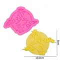 Pink silicone mold and yellow Chinese calligraphy housewarming decoration 10.3cm - Pink