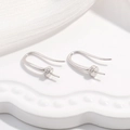 Macro detail of S925 sterling silver U-shaped earring hooks with white zircon inlay - Style A: Zircon U-Shape / Silver