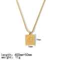 18K gold plated stainless steel sun pendant necklace with square embossed medallion - Sun and Moon Relief Style (TN3140)