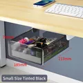 Small under-desk drawer storage box in transparent black for office organization - Transparent Black / Flat / Small