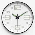 Minimalist 25cm luminous wall clock with black frame and glowing green numbers - 12 Inch / Modern Font White Dial Black Frame