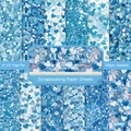 6x6 inch blue themed scrapbooking paper pad with 12 glitter heart designs and 160gsm cardstock - R2304a 24 Sheets