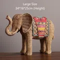 Grande figurine d'éléphant tressé avec motif bohème pour décoration intérieure - Éléphant Motif Rotin - Grand (34x16x25cm)