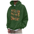 Dark green fleece hoodie featuring Give Thanks Thanksgiving graphic print with pocket - S / Tops / Dark Forest Green